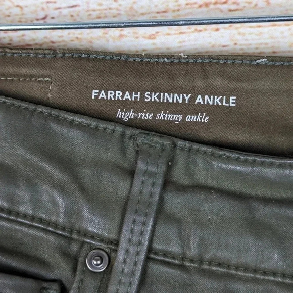 AG Adriano Goldschmied Size 31 Farrah High Rise Skinny Ankle Green Wax Coat Pant - Picture 7 of 11